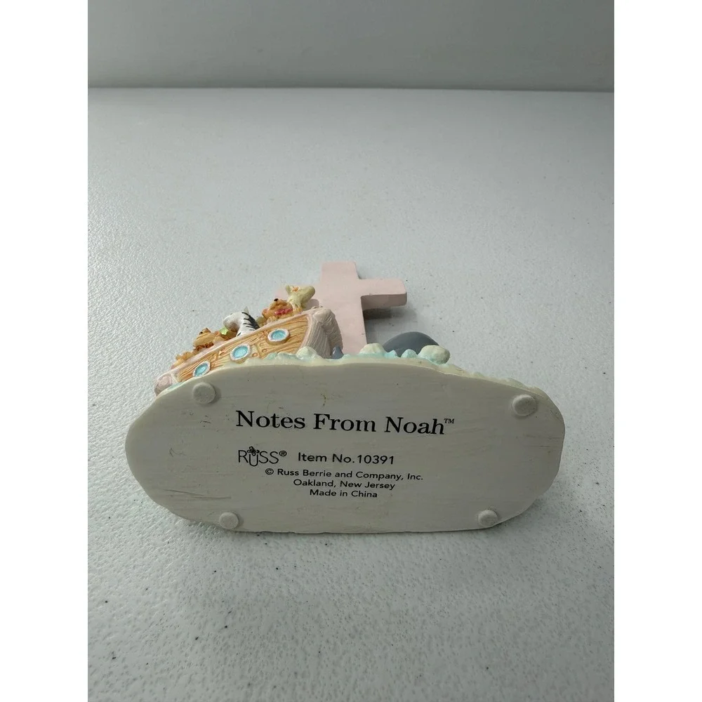 Russ Berrie Notes From Noah Ark Cross Figurine Nursery Decor Pink Baptism 10391
